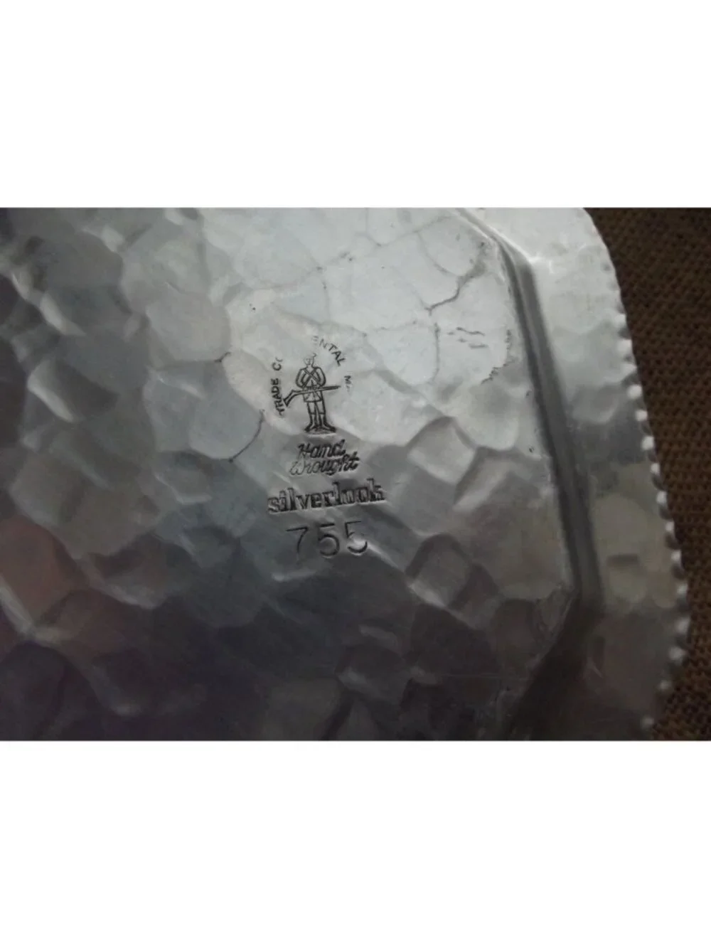 Continental Hand Wrought Silverlook Tray 755 Chrysanthemum Aluminum handles